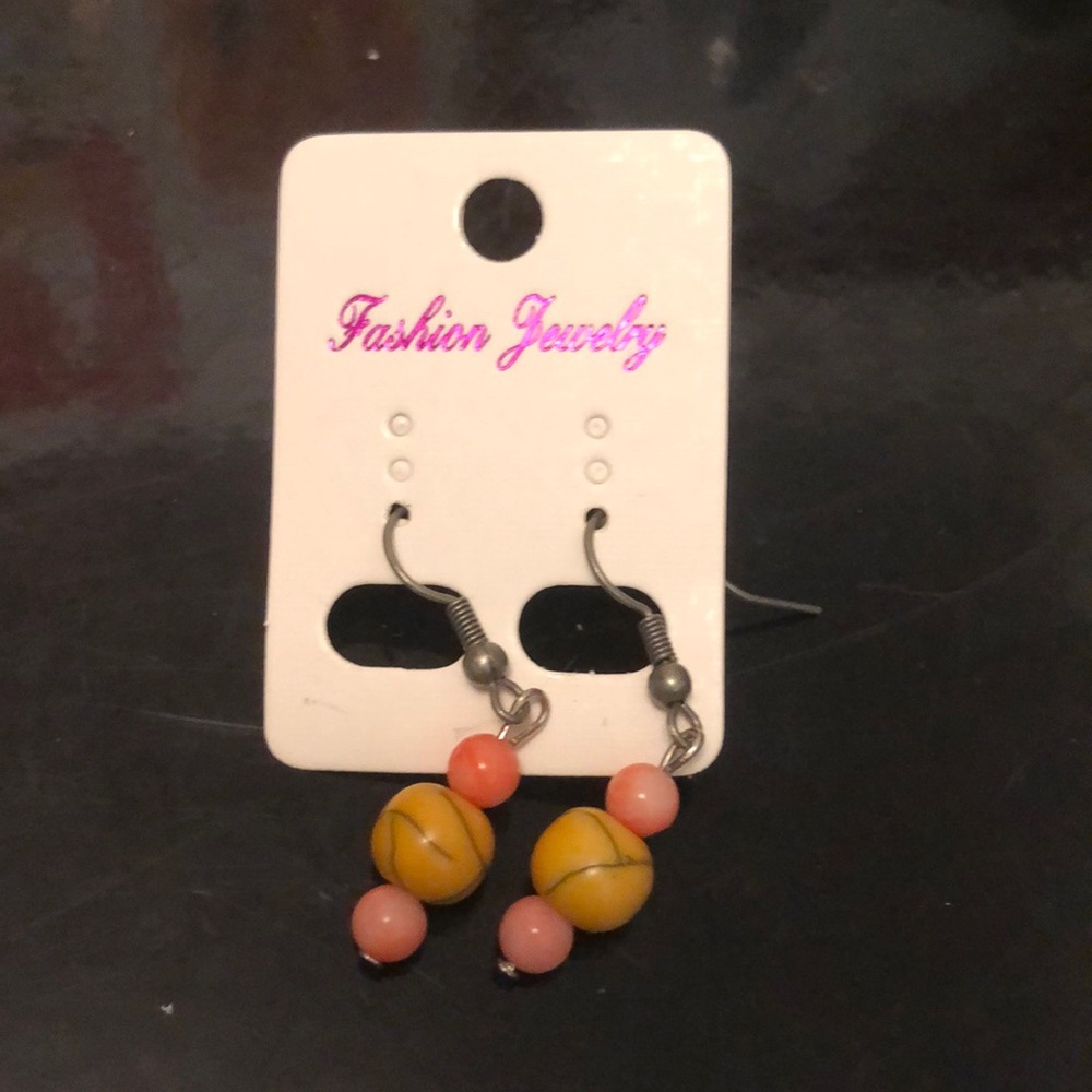 Yellow and pink handmade earrings
